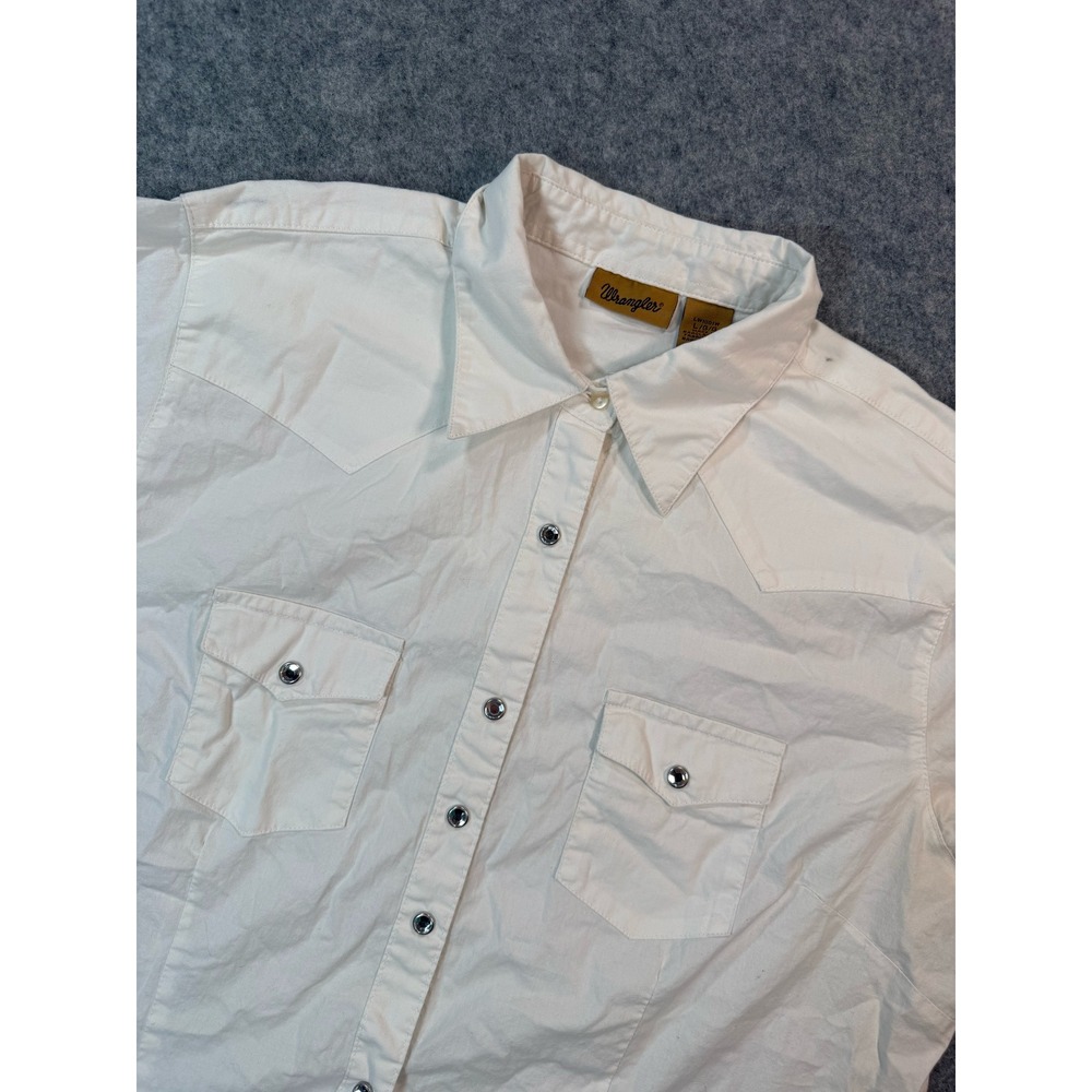 Wrangler Womens White Western Snap Front Shirt Long Sleeve Large